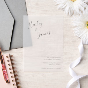 Elegant script Modern Wedding Save the Date Vellum Uitnodigingen
