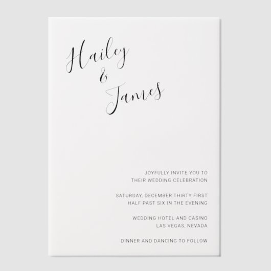 Elegant Script Modern Wedding Vellum Uitnodigingen (Voorkant)