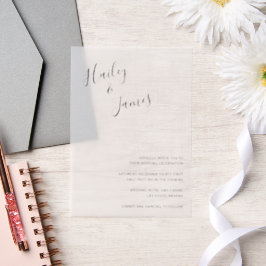 Elegant Script Modern Wedding Vellum Uitnodigingen