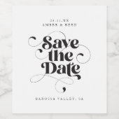 Elegant Script Modern Zwart Wit Art Design Opslaan Wijn Etiket (Enkel label)