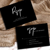 Elegant script Modern zwart-wit bruiloft RSVP Kaartje