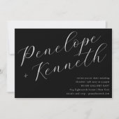 Elegant script Moderne bruiloft zwarte website RSV Kaart (Voorkant)