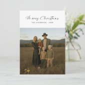 Elegant Script Moderne Familie Foto Kerst Kaart (Staand voorkant)
