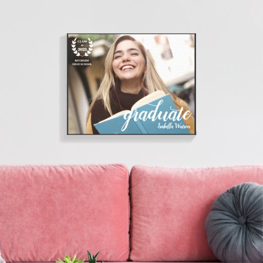 Elegant Script Moderne Foto Afstuderen Canvas Afdruk (Insitu (Woonkamer))