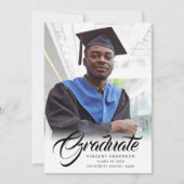 Elegant script | Moderne foto van Afstudeerder Aankondiging (Voorkant)
