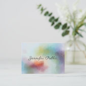 Elegant Script Moderne, kleurrijke Abstracte Sjabl Visitekaartje (Staand voorkant)