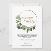 Elegant script Moderne krans Getrouwd en vrolijk Feestdagenkaart (Voorkant)