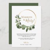 Elegant script Moderne krans Getrouwd en vrolijk Feestdagenkaart (Voorkant / Achterkant)