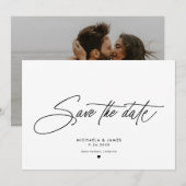 Elegant script Moderne minimalistische fotobruilof Save The Date (Voorkant / Achterkant)