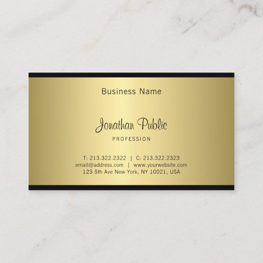 Elegant Script Moderne Simple Glamour Gold-look Visitekaartje (Achterkant)