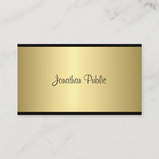Elegant Script Moderne Simple Glamour Gold-look Visitekaartje (Voorkant)