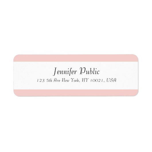 Elegant Script Moderne Simple Sjabloon Blush Pink Etiket (Voorkant)