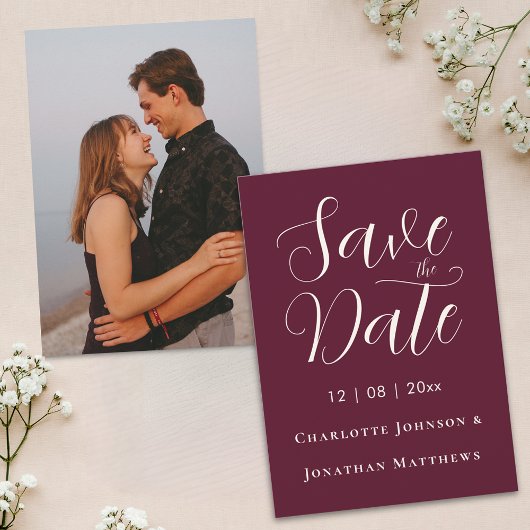 Elegant script Moderne trouwfoto Save The Date