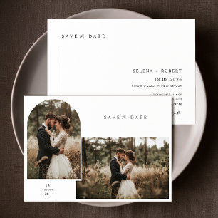 Elegant script Moderne trouwfoto Sla de datum op Kaart