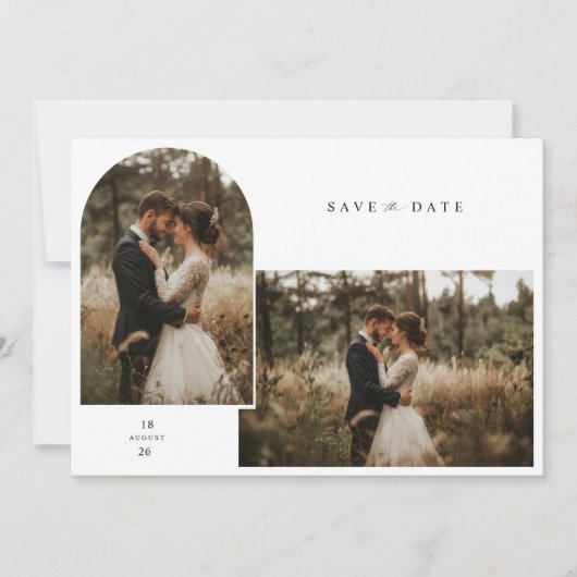 Elegant script Moderne trouwfoto Sla de datum op Kaart (Voorkant)
