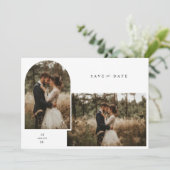 Elegant script Moderne trouwfoto Sla de datum op Kaart (Staand voorkant)