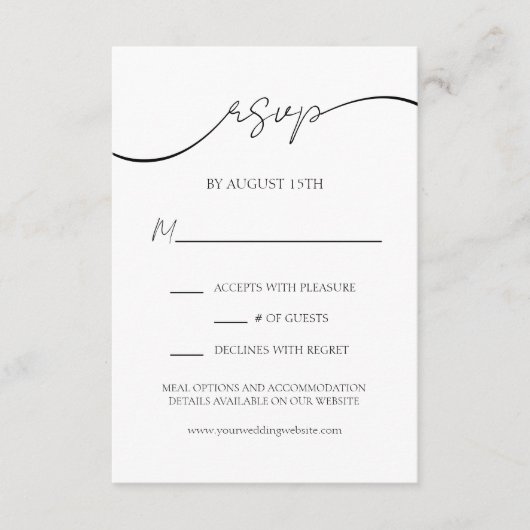 Elegant Script Moderne Typografie Bruiloft RSVP Informatiekaartje (Voorkant)