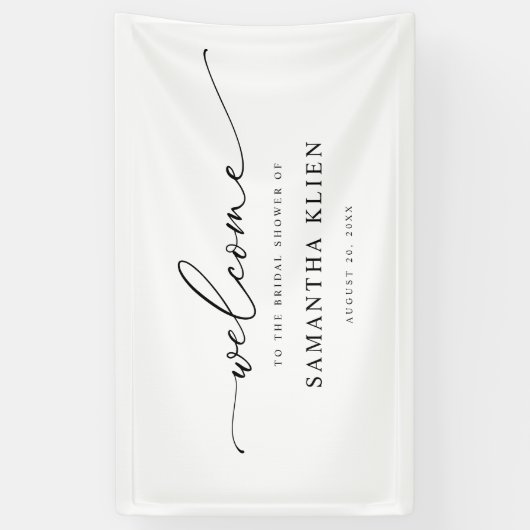 Elegant Script Moderne Vrijgezellenfeest Welkomstb Spandoek (Verticaal)