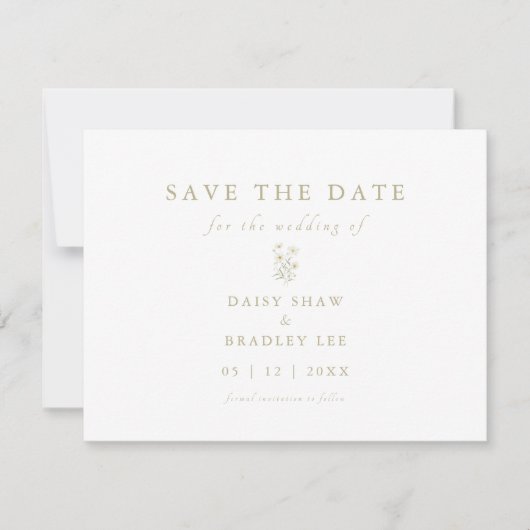 Elegant script Moderne Waterverf Daisy Save The Date (Voorkant)
