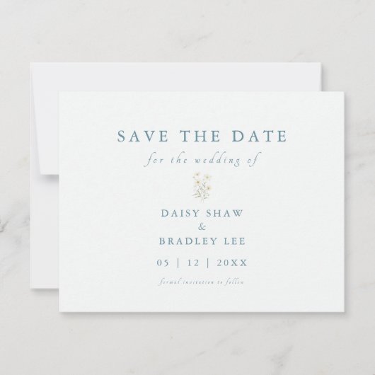 Elegant script Moderne Waterverf Daisy Save The Date (Voorkant)