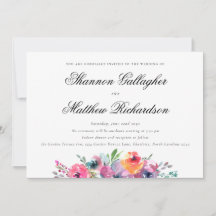 Elegant Script Moderne Waterverf Floral Wedding
