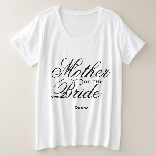 Elegant Script Moeder van de Bride Grote Maat T-shirt (Design voorkant)