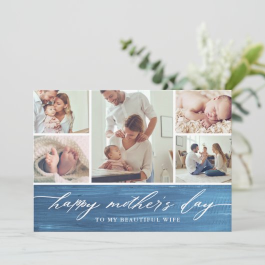 Elegant Script Moederdag Fotocollage Kaart (Staand voorkant)