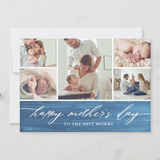 Elegant Script Moederdag Fotocollage Kaart (Voorkant)