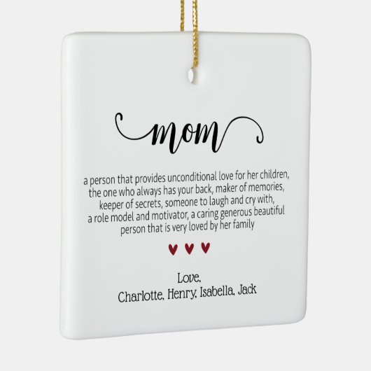 Elegant Script Mom Definitie Aangepaste Kerstmis Keramisch Ornament (Rechts)