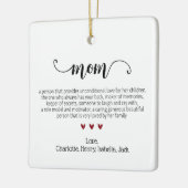 Elegant Script Mom Definitie Aangepaste Kerstmis Keramisch Ornament (Links)