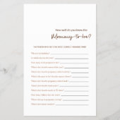 Elegant Script Mommy To Be Trivia Brown Minimalist Flyer (Voorkant)