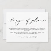 Elegant Script Monochrome Verandering van plannen  Aankondiging (Voorkant)