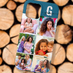 Elegant Script Monogram 6 Foto blauw en grijs Case-Mate iPhone Case<br><div class="desc">Elegant en vrouwelijk, gepersonaliseerde iPhone case in blauw en grijs, met 6 van je favoriete foto's en je monogram. Dit ontwerp heeft een gewaagd initiaal met handgeschreven manuscripttypografie voor jouw naam. Het fotomalplaatje is opstelling voor u om 6 afbeeldingen toe te voegen die in vierkant/instagramformaat worden getoond. Ontworpen voor de...</div>