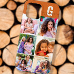 Elegant Script Monogram 6 Foto Golden Brown Case-Mate iPhone Case<br><div class="desc">Elegant en vrouwelijk, gepersonaliseerde iPhone draagtas in gouden bruin en crème, met 6 van je favoriete foto's en je monogram. Dit ontwerp heeft een gewaagd initiaal met handgeschreven manuscripttypografie voor jouw naam. Het fotomalplaatje is opstelling voor u om 6 afbeeldingen toe te voegen die in vierkant/instagramformaat worden getoond. Ontworpen voor...</div>