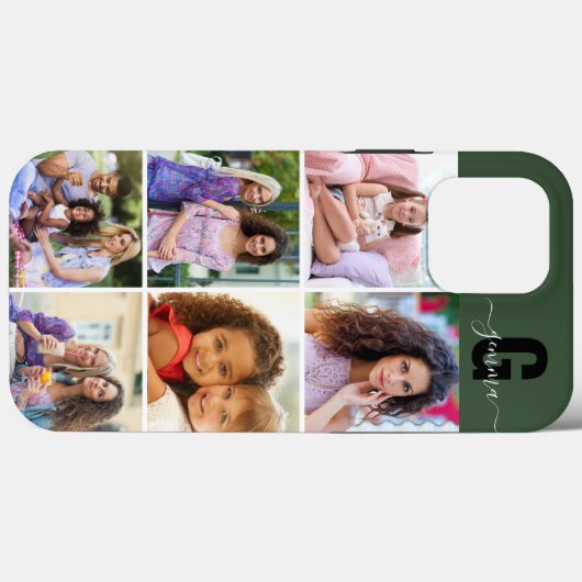 Elegant Script Monogram 6 Foto groen Case-Mate iPhone Case (Achterkant (horizontaal))