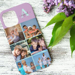 Elegant Script Monogram 6 Foto Lila en Mint Case-Mate iPhone Case<br><div class="desc">Elegant en vrouwelijk, gepersonaliseerd iPhone-hoesje in lila, mintgroen en grijs, met 6 van uw favoriete foto's en uw monogram. Dit ontwerp heeft een gewaagd initiaal met handgeschreven scripttypografie voor jouw naam. De fotosjabloon is ingesteld voor u om 6 afbeeldingen toe te voegen die worden weergegeven in vierkant / instagram-formaat. Ontworpen...</div>