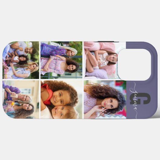 Elegant Script Monogram 6 Foto Paars Case-Mate iPhone Case (Achterkant (horizontaal))