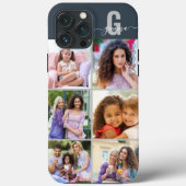 Elegant Script Monogram 6 Foto Slate Blue Grey Case-Mate iPhone Case (Achterkant)