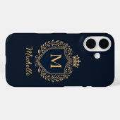 Elegant script Monogram Aangepaste Luxe Zwart Goud Case-Mate iPhone Case (Achterkant (horizontaal))