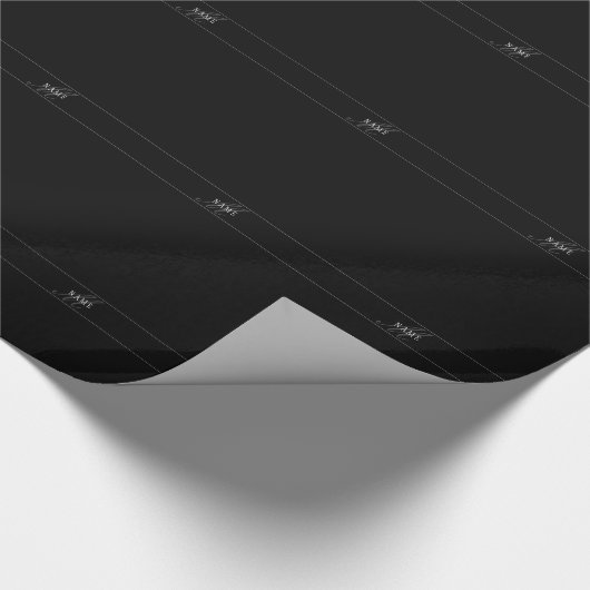 Elegant Script Monogram Bewerkbaar Zwart Grijs Wit Cadeaupapier (Hoek)