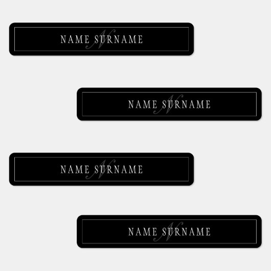 Elegant Script Monogram Bewerkbaar Zwart Grijs Wit Labels (Groep)