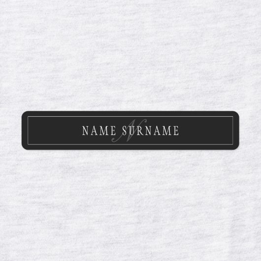 Elegant Script Monogram Bewerkbaar Zwart Grijs Wit Labels (Design 1)