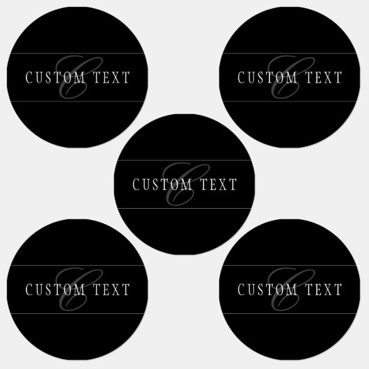 Elegant Script Monogram Bewerkbaar Zwart Grijs Wit Labels (Groep)