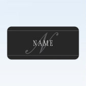 Elegant Script Monogram Bewerkbaar Zwart Grijs Wit Labels