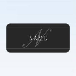Elegant Script Monogram Bewerkbaar Zwart Grijs Wit Labels