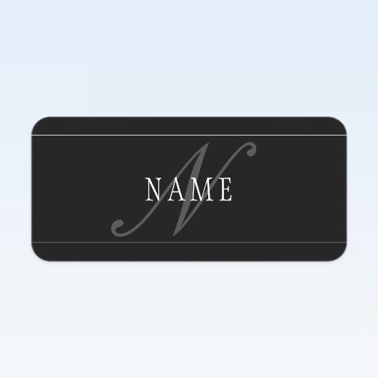 Elegant Script Monogram Bewerkbaar Zwart Grijs Wit Labels