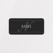 Elegant Script Monogram Bewerkbaar Zwart Grijs Wit Labels (Design 1)