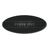 Elegant Script Monogram Bewerkbaar Zwart Grijs Wit Naambadge (Voorkant)