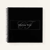 Elegant Script Monogram Bewerkbaar Zwart Grijs Wit Notitieboek (Voorkant)