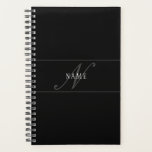 Elegant Script Monogram Bewerkbaar Zwart Grijs Wit Planner<br><div class="desc">Elegant ogende tekst ontwerp,  aanpassen als je wilt!</div>